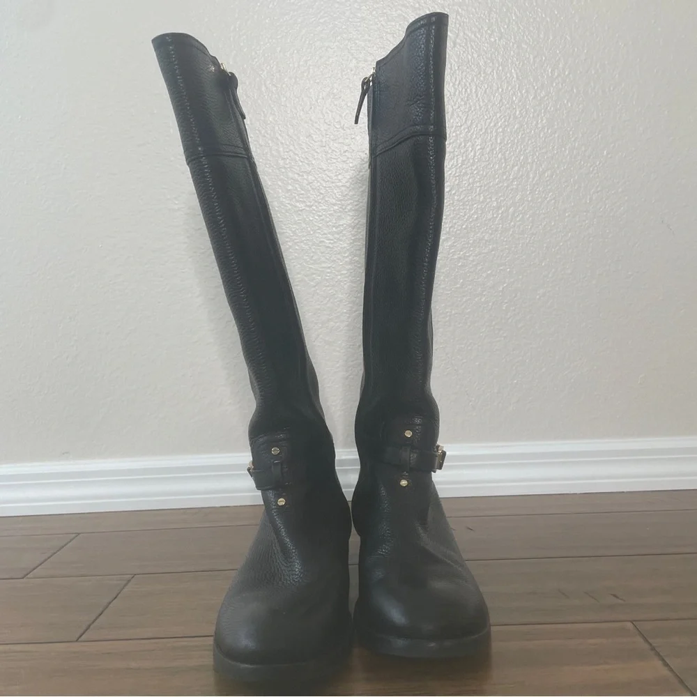 Tory Burch Black Leather Riding Boots knee high boots